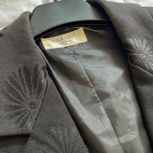TABLE EIGHT Fitted Tuxedo Black Daisy Jacquard Lined Blazer - Picture 5 of 10